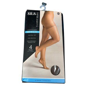 Silk Impressions Sheer Control Top Pantyhose Size XXXL 4 Pair 20 Denier NEW